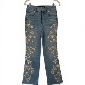 Veronica Beard Jeans Embroidered Embellished One Of One Sample 26 Flare boho